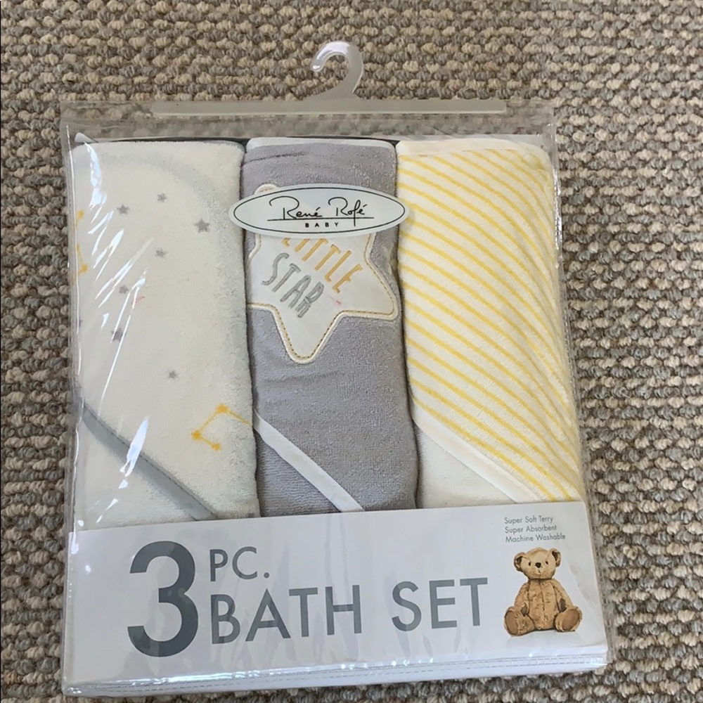 2 items by rene rofe. baby blanket/towel bundle